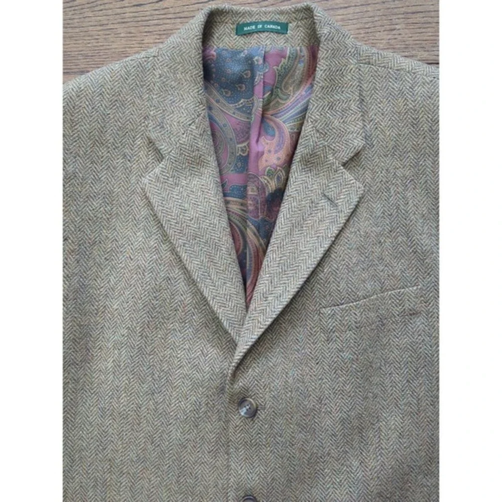 Lauren Ralph Lauren Blazer 44R Brown Herringbone 100% Wool Canada Union Made '98